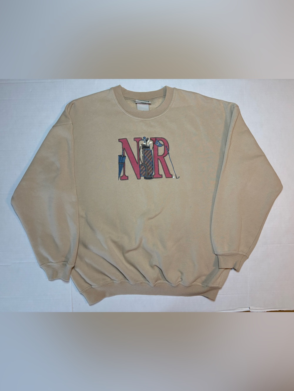 Northern Reflections VTG Beige Crewneck Sweatshirt Embroidery Golf bag Size L